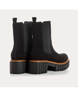 Boots Chelsea Basea Platform in Velvet Leather With Elastic