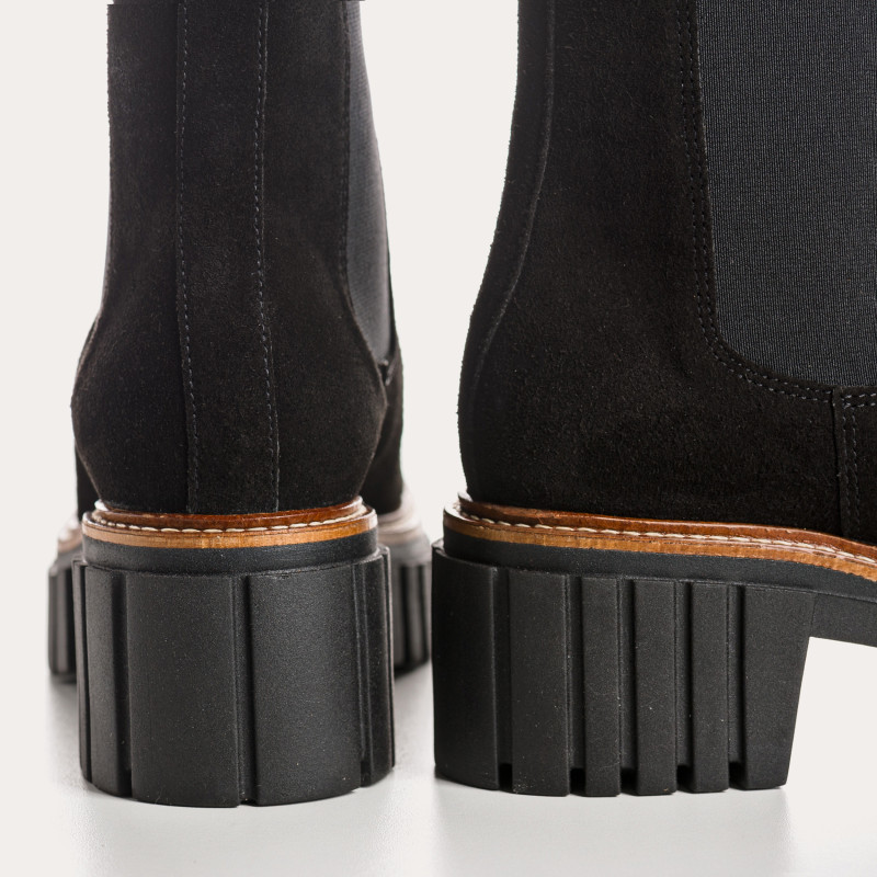Boots Chelsea Basea Platform in Velvet Leather With Elastic
