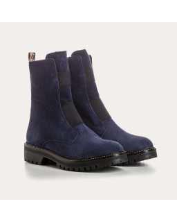 Boots chelsea velvet leather with elastic and interior zip