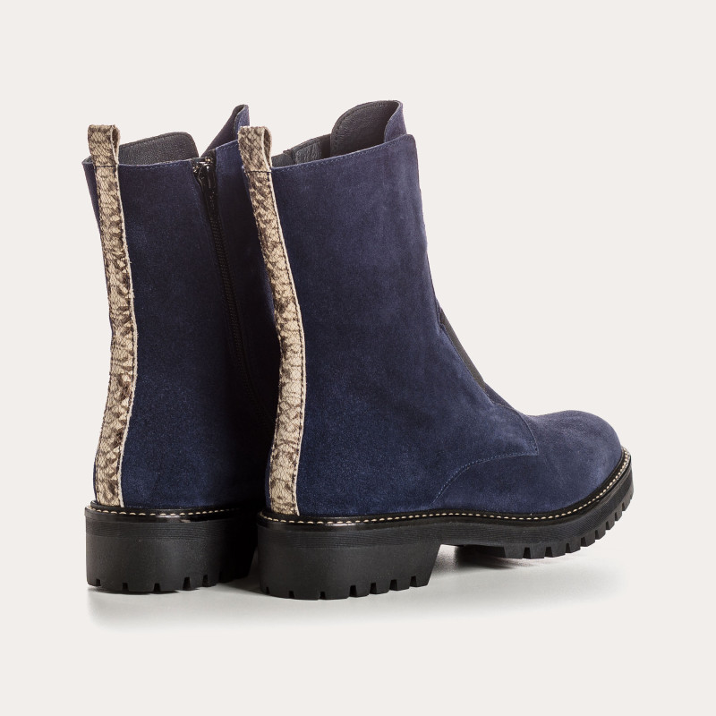 Boots Chelsea en cuir velours avec élastiques et zip intérieur