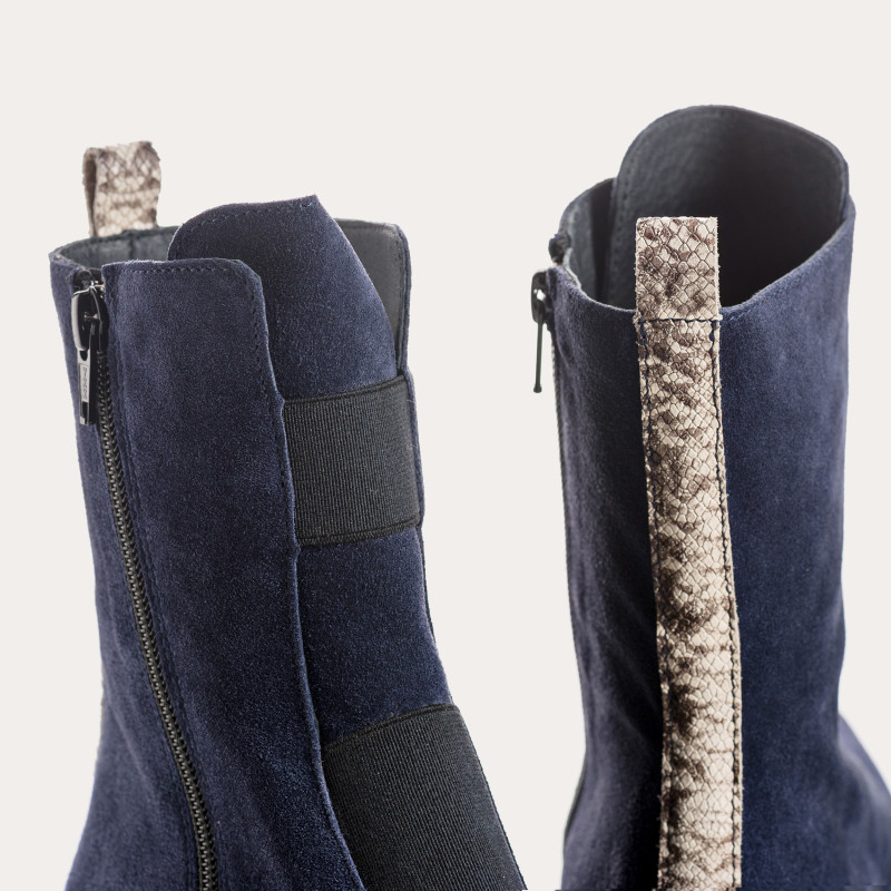 Boots chelsea velvet leather with elastic and interior zip