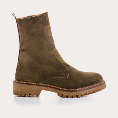 Boots Chelsea en cuir velours avec élastiques et zip intérieur