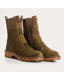 Boots chelsea velvet leather with elastic and interior zip