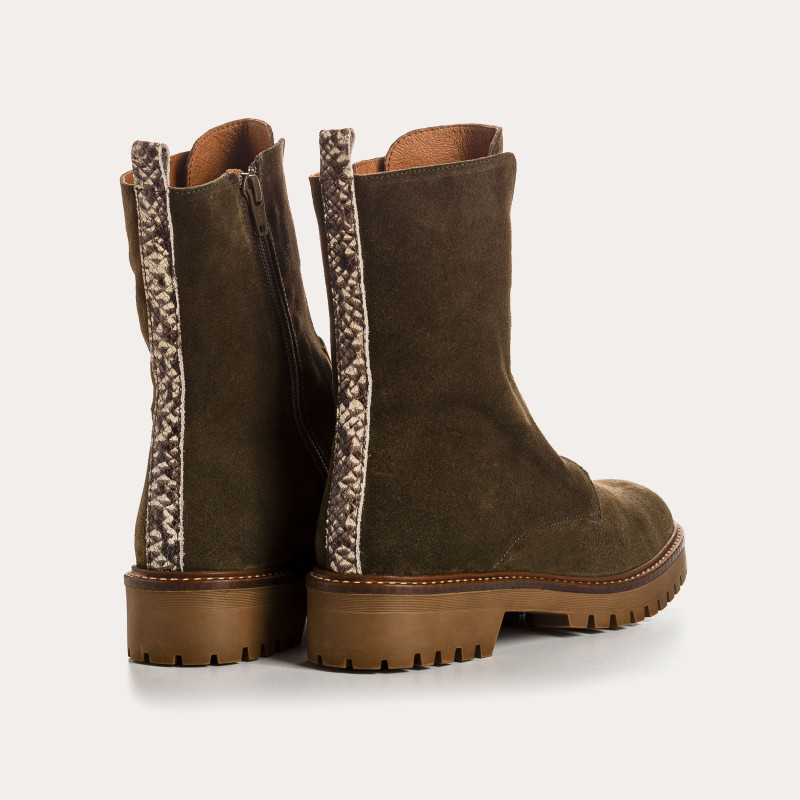 Boots Chelsea en cuir velours avec élastiques et zip intérieur