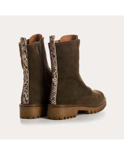 Boots Chelsea en cuir velours avec élastiques et zip intérieur