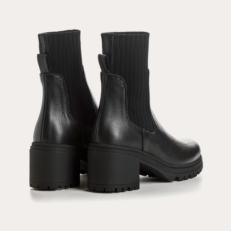 Bottines Chelsea à talons en cuir grainé