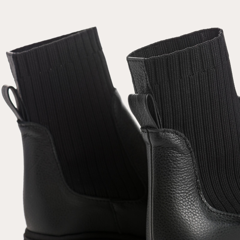 Bottines Chelsea à talons en cuir grainé