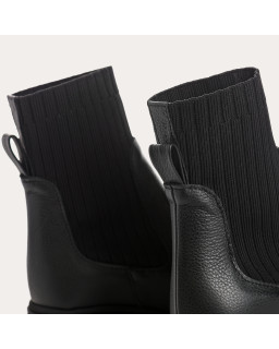 Bottines Chelsea à talons en cuir grainé