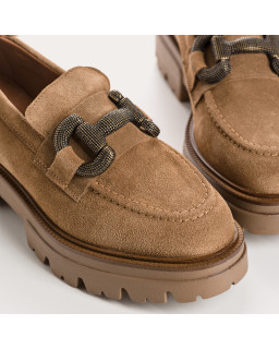 Mocassins chunky en cuir velours avec boucles dorées