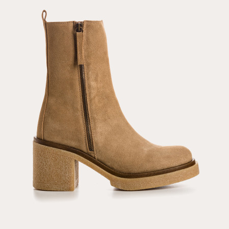 Bottines à talons en cuir velours avec zip