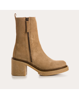 Bottines à talons en cuir velours avec zip