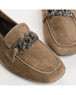Velvet leather jewelry moccasins with rhinestones