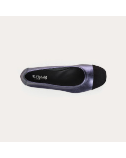 Flat ballerinas two-tone metallic leather