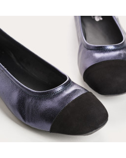 Flat ballerinas two-tone metallic leather