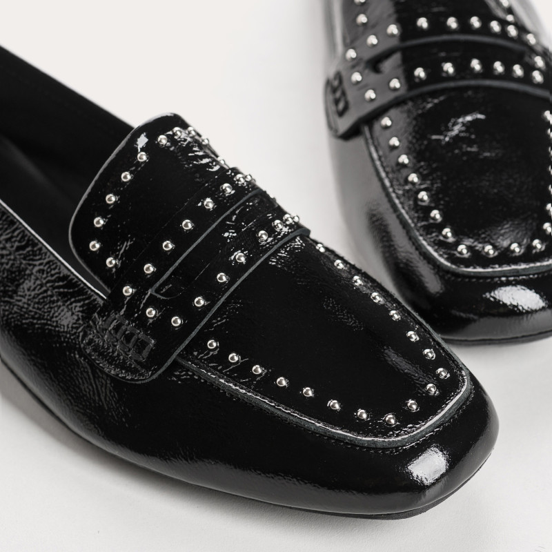 Black College College Leather Loafers