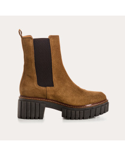 Boots Chelsea à plateforme Basea en cuir velours avec élastiques