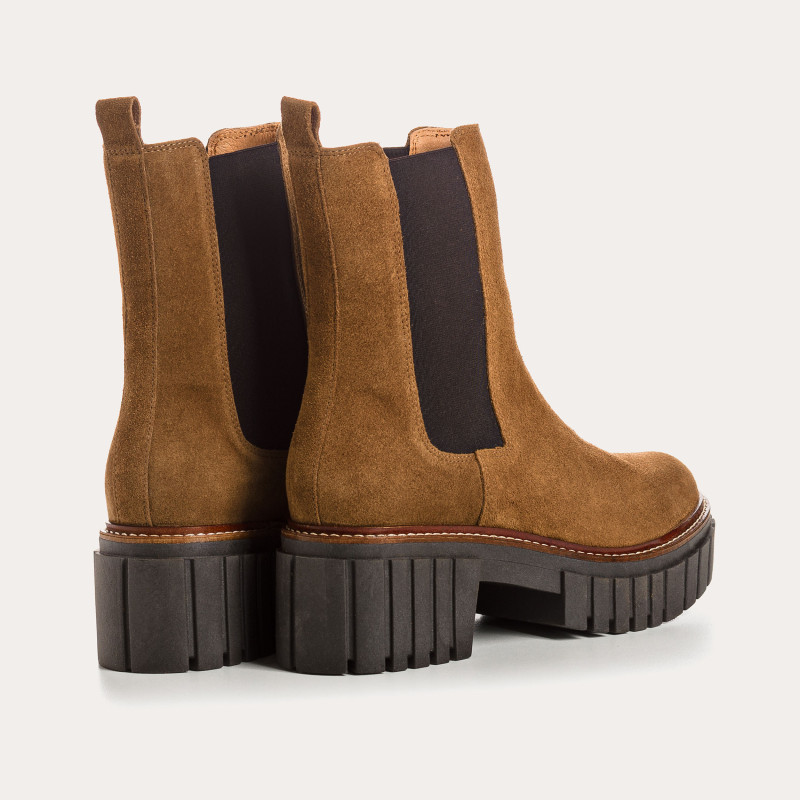 Boots Chelsea à plateforme Basea en cuir velours avec élastiques