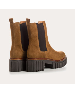 Boots Chelsea Basea Platform in Velvet Leather With Elastic