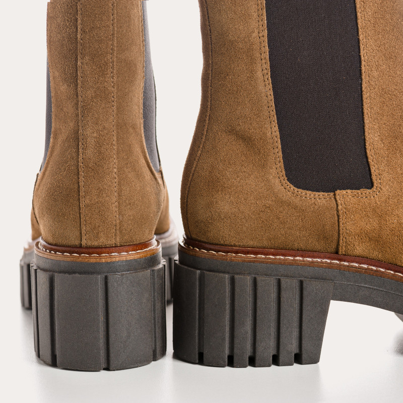 Boots Chelsea Basea Platform in Velvet Leather With Elastic