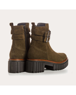 Boots Chelsea en cuir velours avec fermeture éclair et double boucles