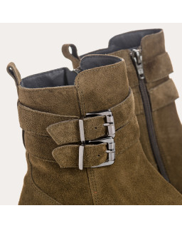 Boots Chelsea en cuir velours avec fermeture éclair et double boucles