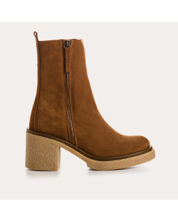 Bottines à talons en cuir velours avec zip