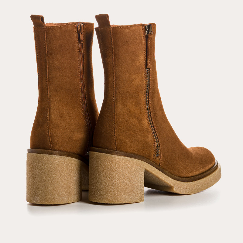 Bottines à talons en cuir velours avec zip