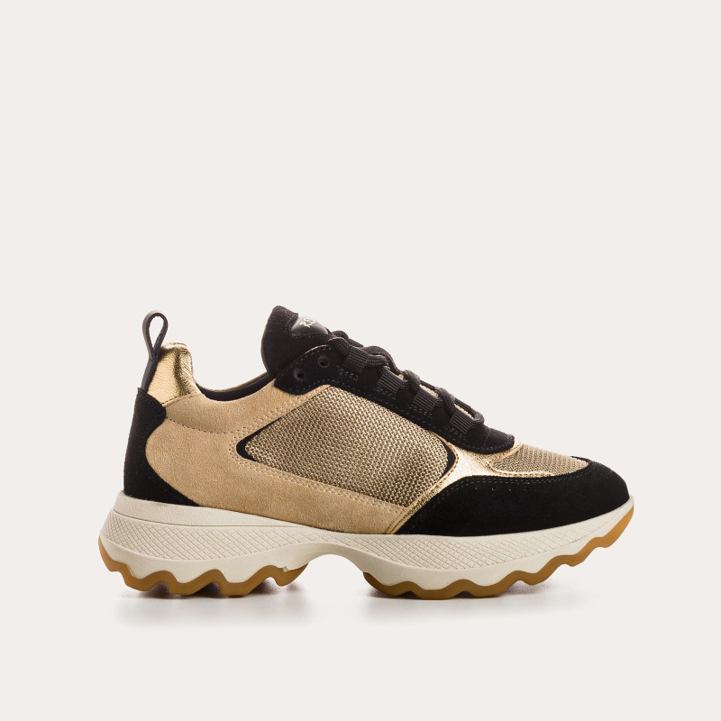 Baskets plateforme pour femme à lacets en cuir velours