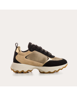 Sneakers platform for women with laces of velvet leather