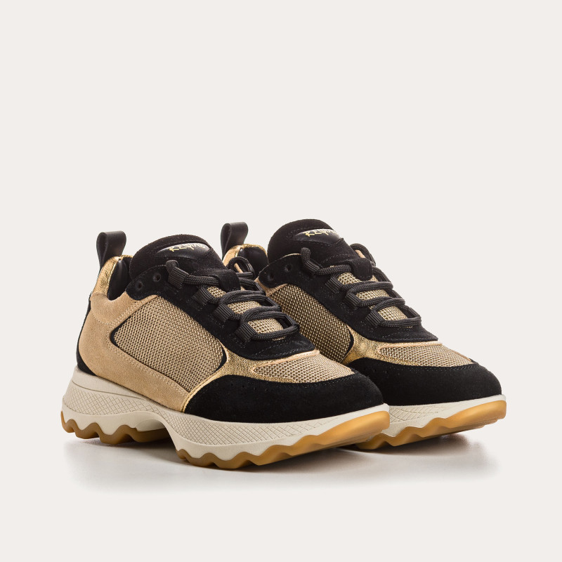 Sneakers platform for women with laces of velvet leather