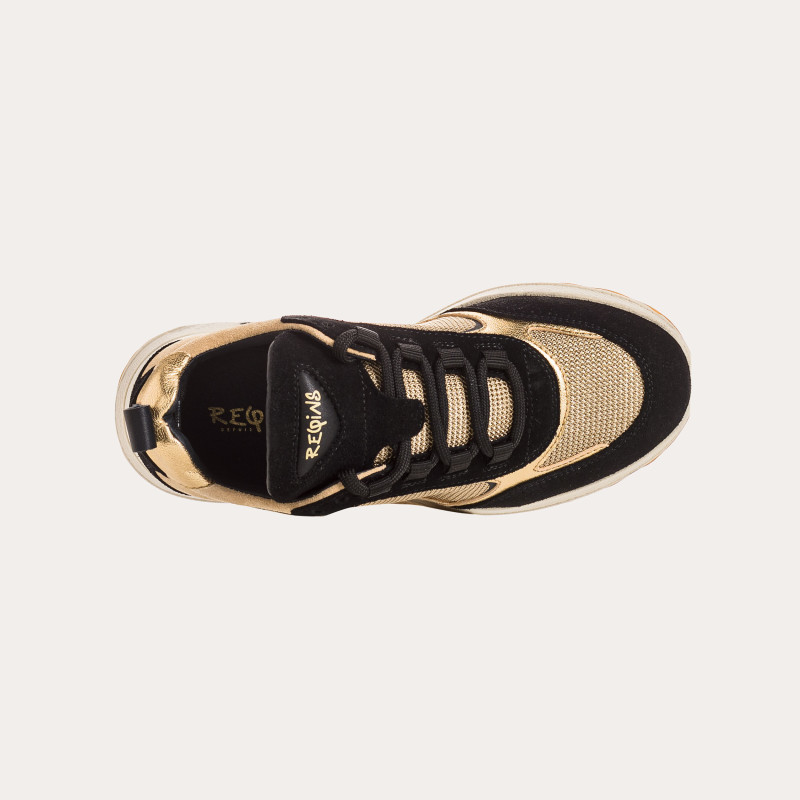 Sneakers platform for women with laces of velvet leather