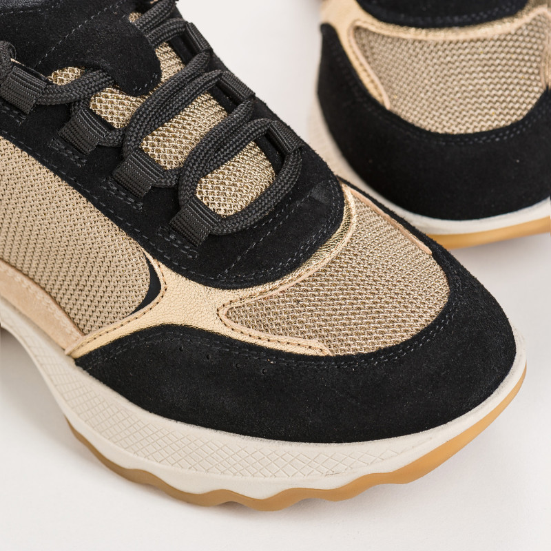 Baskets plateforme pour femme à lacets en cuir velours