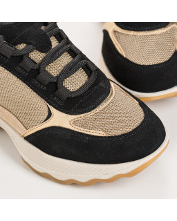 Baskets plateforme pour femme à lacets en cuir velours