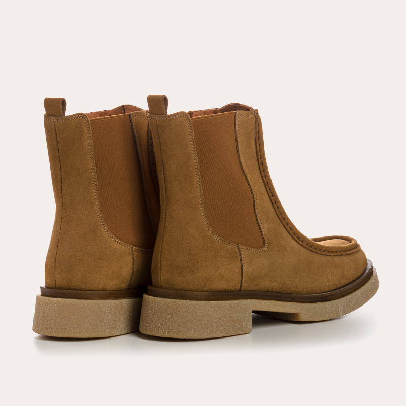 Boots Chelsea Velvet Leather Havana Color With Elastic