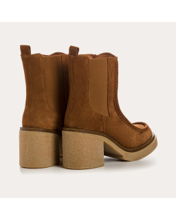 Boots Chelsea à talons hauts en cuir velours avec élastiques