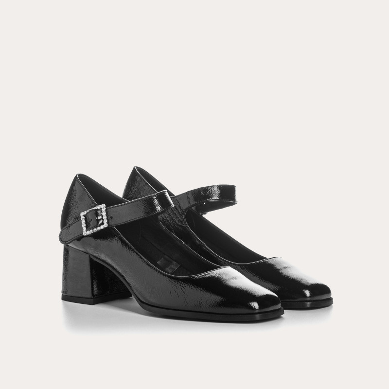 Naplak Patent Leather Babies With Silver Rhinestone Loop