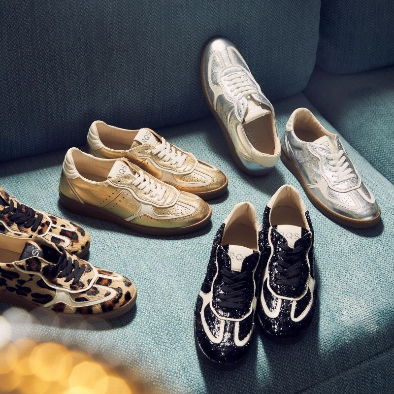 Baskets femme noir/off-white style Charleston en cuir lisse à lacets