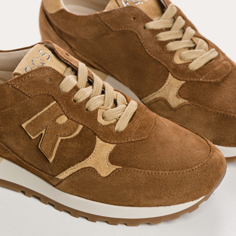 Baskets à lacets en cuir velours pour femme