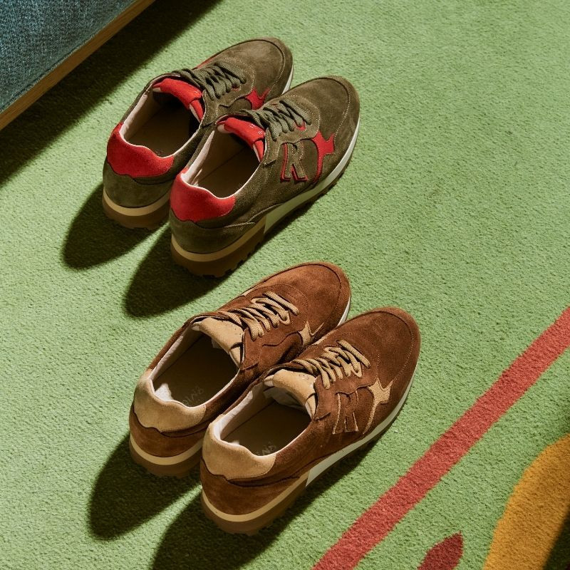 Baskets à lacets en cuir velours pour femme