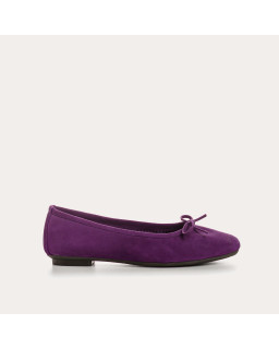 Flat ballerinas with velvet leather knot with tip reinforcement