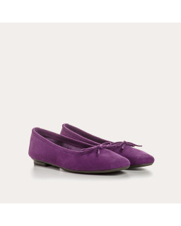Flat ballerinas with velvet leather knot with tip reinforcement