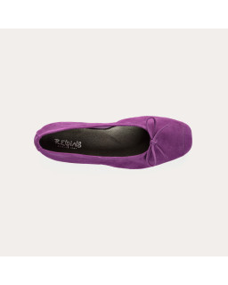 Flat ballerinas with velvet leather knot with tip reinforcement
