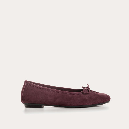 Flat ballerinas with velvet leather knot with tip reinforcement