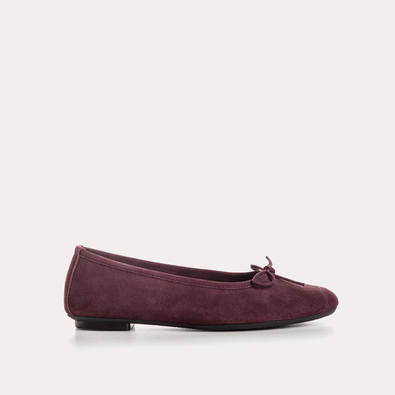 Flat ballerinas with velvet leather knot with tip reinforcement
