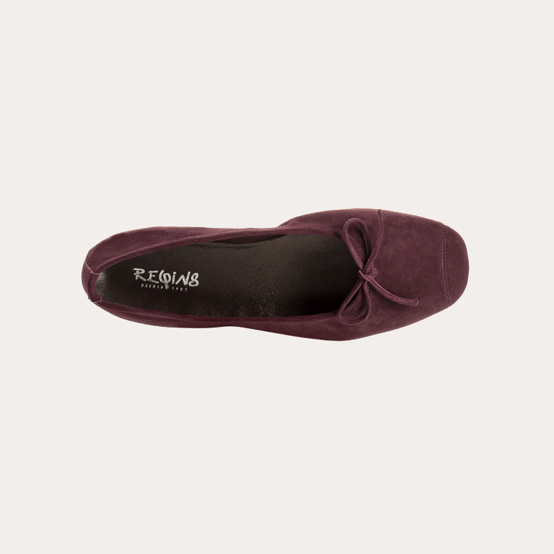 Flat ballerinas with velvet leather knot with tip reinforcement