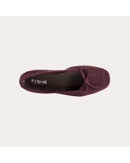 Flat ballerinas with velvet leather knot with tip reinforcement