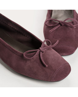 Flat ballerinas with velvet leather knot with tip reinforcement