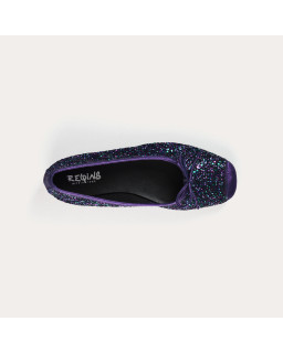 Flat-knotted flat ballerinas with glitter fabric with velvet leather reinforcement