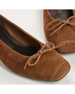 Velvet leather heeled ballerinas with knot