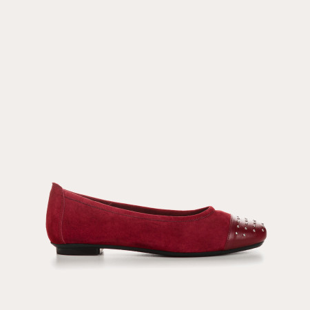 Ballerines bicolores à clous en cuir velours